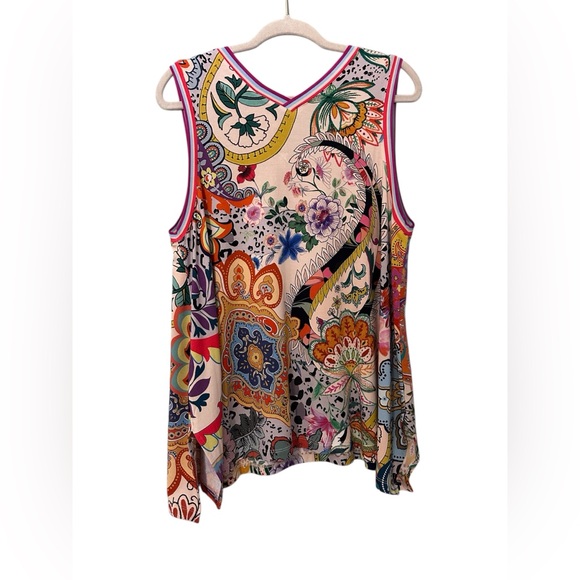 JOHNNY WAS‎ Janie V-Neck Tank Tunic Top Paisley Size L NWT - Picture 8 of 13